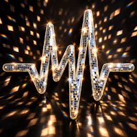 a disco ball with a heartbeat on it